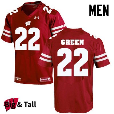 Men's Wisconsin Badgers NCAA #22 Cade Green Red Authentic Under Armour Big & Tall Stitched College Football Jersey GV31U56AZ